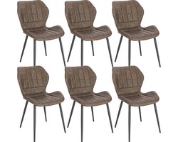 Eetkamerstoelen Set van 6 - Gestoffeerde stoelen - Kunstleerstoelen - Comfortabele zitplaatsen - Duurzaam ontwerp - Ergonomische ondersteuning - 47 cm x 79,5 cm x 54 cm