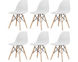Eetkamerstoelen - Set van 6 kuipstoelen - Wit