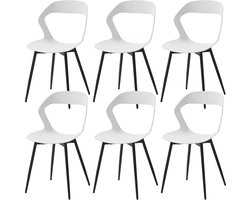 Eetkamerstoelen - Set van 6 - Modern en Stijlvol - Met creatieve rugleuning - Comfortabel en elegant - Wit