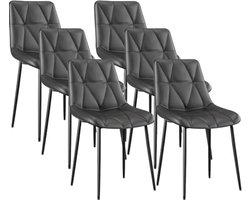 Eetkamerstoelen Set van 6 - Stabiele PU Gestoffeerde Stoelen met Metalen Poten - Ergonomisch en Comfortabel - Tot 200 kg - Eenvoudige Montage