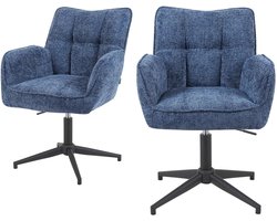 Eetkamerstoelen Set - Verstelbare Stoelen - Comfortabel Zitten - 360 Graden Draaibaar - Set van 2 - Blauw