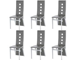 Eetkamerstoelen Set - Zes Stoelen - Comfortabel Zitten - Ergonomisch Design - 101.5 cm Hoog - Grijs