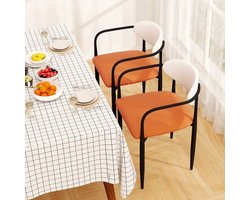 Eetkamerstoelen – Stoel – Dining Chair – Keukenstoel – Kunstleren Stoelen – Set van 2 – Zithoogte 50 cm – Metalen Frame & Gewatteerde Zitting