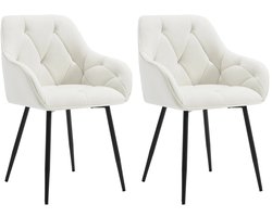 Eetkamerstoelen - Stoel - Eetkamerstoelen set van 2 - Keukenstoelen - Make up Stoel - Modern Design - Woonkamer - Fluwelen Crème