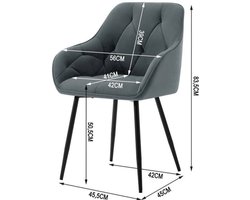 Eetkamerstoelen - Stoel - Eetkamerstoelen set van 2 - Keukenstoelen - Make up Stoel - Modern Design - Woonkamer - Leer Donkergrijs