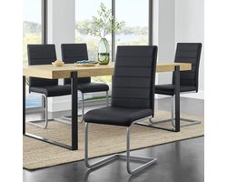Eetkamerstoelen / stoel - Kunstleer - 4-delig - Zwart