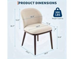 Eetkamerstoelen – Stoelen – Dinersstoelen – Zitmeubelen – Design Stoelen – Set van 2 Beige/ Zwart – Ergonomische Rugleuning – Stevige Houten Poten & Gemakkelijk Schoon Te Maken Stoffering