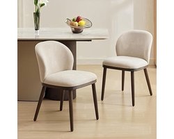 Eetkamerstoelen – Stoelen – Dinersstoelen – Zitmeubelen – Design Stoelen – Set van 2 Beige/ Zwart – Ergonomische Rugleuning – Stevige Houten Poten & Gemakkelijk Schoon Te Maken Stoffering