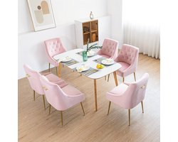 Eetkamerstoelen – Stoelen – Dinersstoelen – Zitstoelen – Dining Chairs – Set van 4 – Grijs Fluweel – Gouden Metalen Poten – Zacht Gewatteerd – Stevig Frame