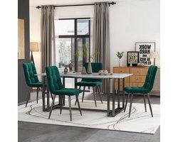 Eetkamerstoelen – Stoelen – Dining Chairs – Bureau Stoel – Velours Stoelen – Donkergroen – Zacht Velours – Metalen Poten – Ergonomisch Design