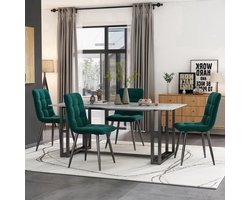 Eetkamerstoelen – Stoelen – Dining Chairs – Bureau Stoel – Velours Stoelen – Donkergroen – Zacht Velours – Metalen Poten – Ergonomisch Design