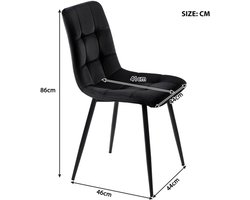 Eetkamerstoelen – Stoelen – Dining Chairs – Velours Stoelen – Design Stoelen – Donkergrijs – Zacht Velvet – Stevig Metalen Frame – Set van 4