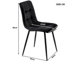 Eetkamerstoelen – Stoelen – Dining Chairs – Velours Stoelen – Design Stoelen – Donkergrijs – Zacht Velvet – Stevig Metalen Frame – Set van 4