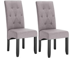 Eetkamerstoelen – Stoelen – Dining Chairs – Zetels – Zitten – Ergonomische Hoge Rugleuning – Duurzame Rubberhouten Poten - Linnen - Lichtgrijs