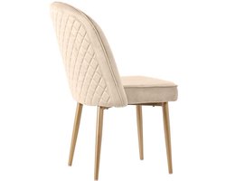 Eetkamerstoelen – Stoelen – Dining Chairs – Zitmeubels – Velvet Stoelen – Set van 2 – Beige Fluweel – Gouden Metalen Poten
