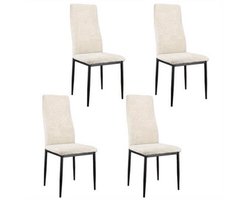 Eetkamerstoelen – Stoelen – Dining Stoelen – Bureau Stoelen – Kamerstoelen – Hoge Rugleuning – Metalen Frame – Comfortabele Bekleding – Set Van 4