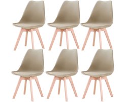 Eetkamerstoelen – Stoelen – Dining Stoelen – Set Van 6 – Kunstleer Bekleding – Beukenhouten Poten – 120 Kg Draagkracht
