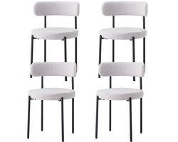 Eetkamerstoelen – Stoelen – Dining Stoelen – Velvet Stoelen – Teddy Bekleding – Ergonomische Rugleuning – Metalen Pooten