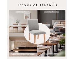 Eetkamerstoelen – Stoelen – Kuipstoelen – Eettafelstoelen – Meubel – Grijze Stoffen Bekleding – Zachte Gevulde Zitting – Stevig Houten Onderstel