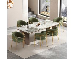 Eetkamerstoelen – Stoelen – Kuipstoelen – Eettafelstoelen – Woonkamerstoelen – Set van 4 – Groen Corduroy Stof – Schuine Metalen Poten Met Verstelbare Voetjes