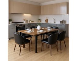 Eetkamerstoelen – Stoelen – Kuipstoelen – Keukenstoelen – Restaurantstoelen – Set van 6 – Ergonomische Rugleuning – Houten Poten 120 kg Draagkracht