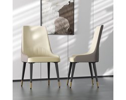 Eetkamerstoelen – Stoelen Met Armleuningen – Moderne Stoelen – Kunstleren Stoelen – Ergonomisch Ontwerp – Veerkrachtig Schuim – Metalen Poot