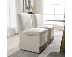 Eetkamerstoelen – Stoelen Met Wieltjes – Draaistoelen – Opbergbank Stoelen – Gestoffeerde Stoelen – Met Verborgen Opbergruimte – Comfortabele Linnen Bekleding