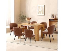Eetkamerstoelen – Stoelen Set – Keukenstoelen – Zwarte Stoelen – Armloze Stoelen – Kunstleren Bekleding – Stijlvol Roestvrij Stalen Frame – Set Van 2 – Ergonomisch Comfort – Lichtgewicht - Bruin