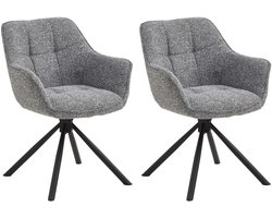 Eetkamerstoelen – Vergaderstoelen – Stoelen – Draaibaar – Met Armleuning – Set van 2 – Antraciet – Comfortabele Stoelen met Zwarte Metalen Poten – Moderne Design Stoelen voor Eetkamer en Kantoor