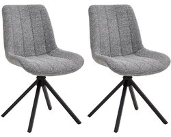 Eetkamerstoelen – Vergaderstoelen – Stoelen – Draaibaar – Set van 2 – Antraciet – Comfortabele Stoelen met Zwarte Metalen Poten – Moderne Design Stoelen voor Eetkamer en Kantoor