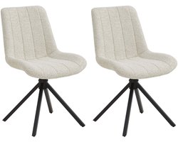 Eetkamerstoelen – Vergaderstoelen – Stoelen – Draaibaar – Set van 2 – Taupe/Zand – Comfortabele Stoelen met Zwarte Metalen Poten – Moderne Design Stoelen voor Eetkamer en Kantoor