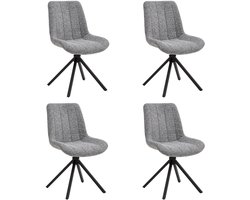 Eetkamerstoelen – Vergaderstoelen – Stoelen – Draaibaar – Set van 4 – Antraciet – Comfortabele Stoelen met Zwarte Metalen Poten – Moderne Design Stoelen voor Eetkamer en Kantoor