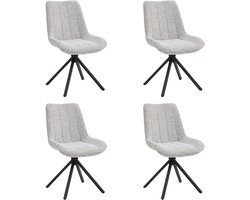 Eetkamerstoelen – Vergaderstoelen – Stoelen – Draaibaar – Set van 4 – Naturel/Créme – Comfortabele Stoelen met Zwarte Metalen Poten – Moderne Design Stoelen voor Eetkamer en Kantoor