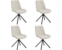 Eetkamerstoelen – Vergaderstoelen – Stoelen – Draaibaar – Set van 4 – Taupe – Comfortabele Stoelen met Zwarte Metalen Poten – Moderne Design Stoelen voor Eetkamer en Kantoor