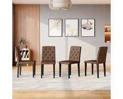 Eetkamerstoelen - Vintage bruine stoelen - Kunstfluweel - Ideaal voor eetkamers in Europese stijl - Geschikt voor eetkamers, keukens en woonkamers - 4 stoelen