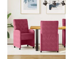 Eetkamerstoelen Wieltjes - Stoelen Set - Comfortabel Zitten - Ergonomisch Design - 58x67x97 cm - Wijnrood