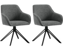 Eetkamerstoelenset - Draaistoel - Gestoffeerde stoelen - Zachte boucléstof - 58 cm x 82 cm x 53,5 cm