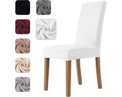 Eetkamerstoelhoezen 4-pack stretch fluwelen materiaal, universele elastische verstelbare stoelhoes, superzacht en comfortabel, krasvrij wit