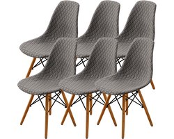 Eetkamerstoelhoezen set - modieuze stoelhoes - 6 stuks - taupe