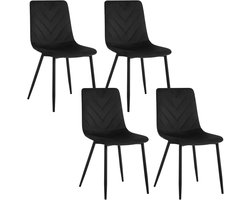 Eetkamerstoelset van 4 - Stoel - Woonkamerstoel - Eetkamer - 44 cm x 81 cm x 51 cm - Zwart