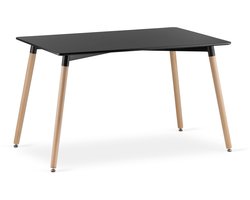 Eetkamertafel ADRIA 120x80 cm Zwart – Industriële Stijl – Keukentafel – Rechthoekige Eettafel – Houten Poten – MDF Blad – Keuken | Eetkamer | Woonkamer