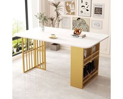 Eetkamertafel, Eigentijdse eettafel, Rechthoekige eettafel, Salontafel, Moderne eenvoudige eettafel, wit