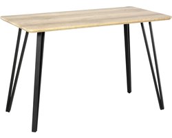 Eetkamertafel Industrieel Design 120x60 cm Licht Eiken Optiek met Zwarte Metalen Poten