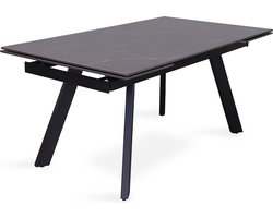 Eetkamertafel Jef Zwart - Metaal - Steen - Rechthoek - 240x90 - Hoogte 76 cm