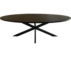 Eetkamertafel Jesper Oval Black - 240 x 110 x 76 cm - mangohout - Zwart