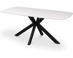 Eetkamertafel Jody Wit - Steen - Rechthoek - 180x90cm - Hoogte 76 cm