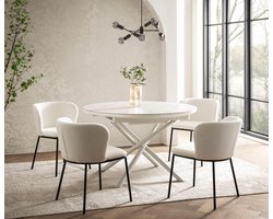 Eetkamertafel Koya Wit - MDF - Overig - 120x160cm - Hoogte 76 cm