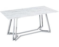 Eetkamertafel Lars Wit - Metaal - Rechthoek - 90x160cm - Hoogte 76 cm