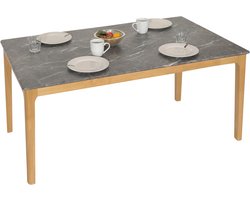 Eetkamertafel Massief Hout HPL Laminaat Steenlook 135x80 cm Lichte Poten