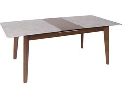 Eetkamertafel MCW-M57, eettafel, massief hout laminaat melamine 160-200x90cm, uitschuifbaar betonlook, bruine poten